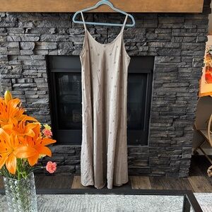 Eternelle Taupe Maxi Dress‎ with Subtle Embroidery - made in Italy !!!!